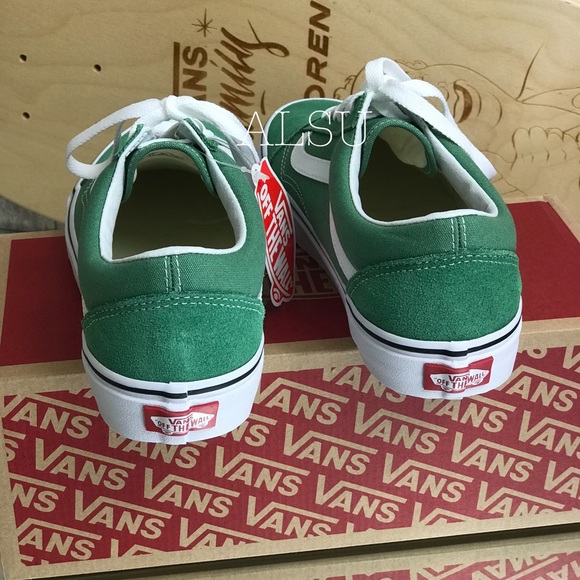 VANS Old Skool Deep Grass Green True White W - Picture 3 of 8